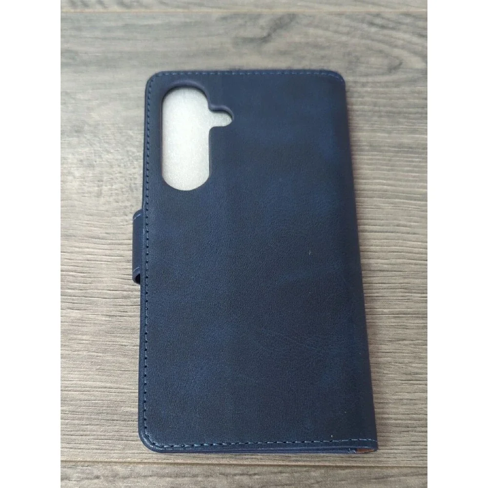 Samsung S25 Wallet Case Navy PU Leather